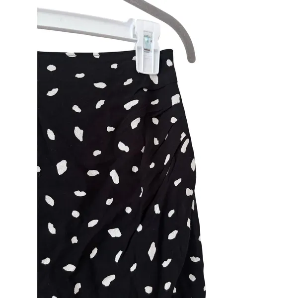 Abercrombie & Fitch Wrap Midi Skirt Black White Polka Dot XS Side Slit Women - Image 3