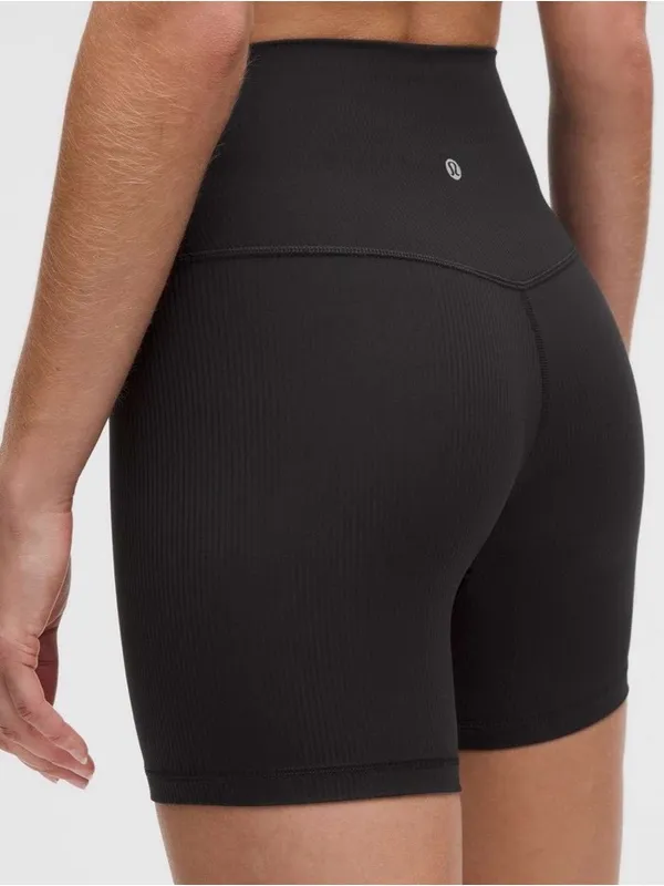 Lululemon NWT Align High-Waist Black Ribbed Bike 6” Shorts Size 4 - Image 3