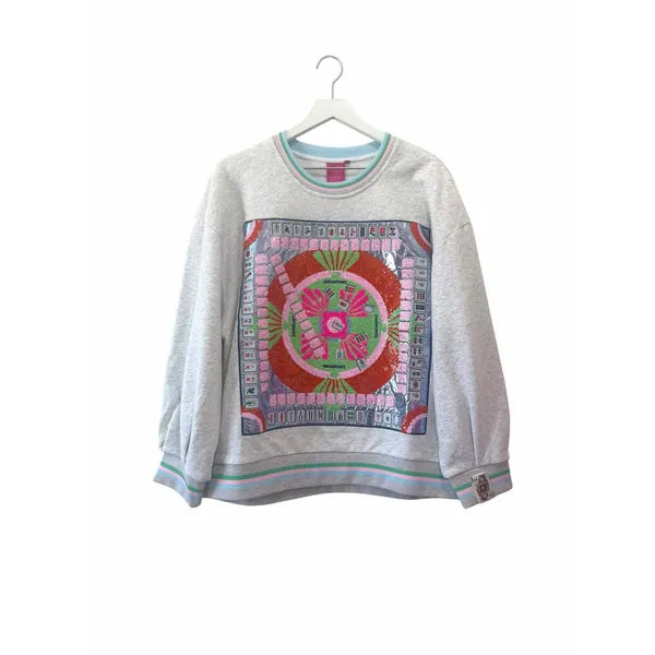 NWT Queen of Sparkles Mahjong Sweatshirt Small Gray Sequin Graphic - Image 8