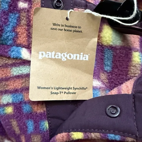 Patagonia‎ Synchilla Snap T Pullover Womens XS Night Plum Fitz Roy Patchwork New - Image 7