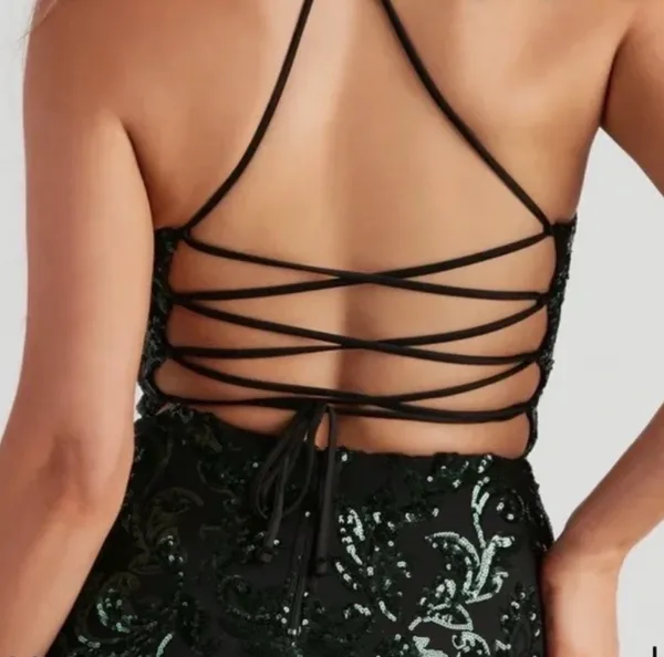 Windsor Mini Dress Black and Green - Image 2