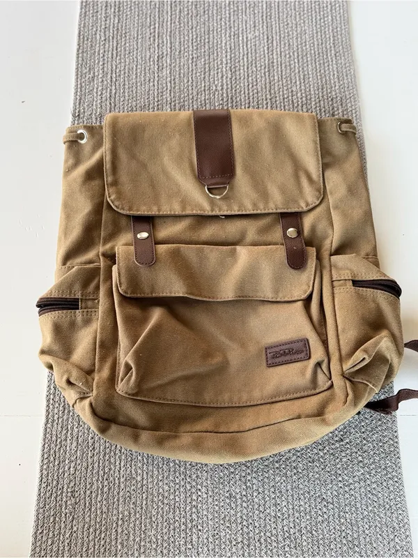 Bella Russo Tan Brown Nylon Drawstring Backpack - Image 3