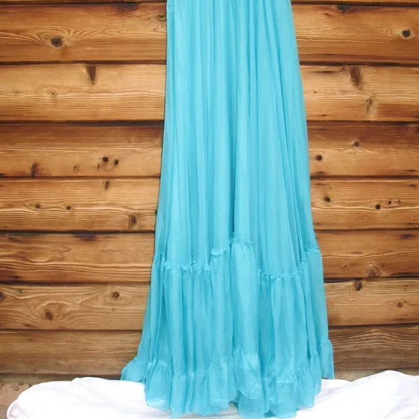 Mac Duggal 70254 Womens Blue Ruffled Shoulder Cut Out Lace Up Gown Dress - Image 12
