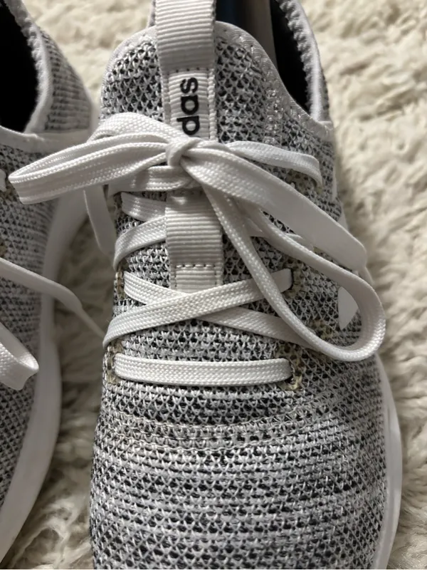 adidas Cloudfoam Sneakers Women’s Size 6.5 Grey and White Knit Lace-Up Sneakers - Image 11