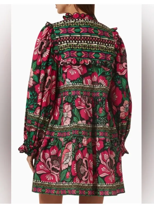 NWOT Farm Rio Floral Tiered Mini Dress - Pink & Green Size S - Image 2