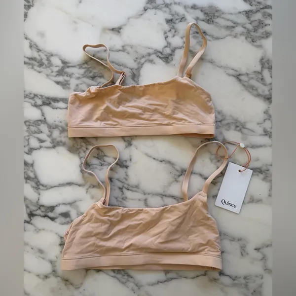 NWT Quince Beige Light Nude Second Skin Scoop Neck Bralette (2-Pack) Sz XS - Image 5
