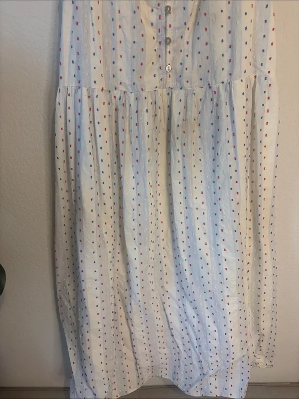 LOFT White Midi Sundress with stripes and Multicolor Dot embroidered Print - Image 4