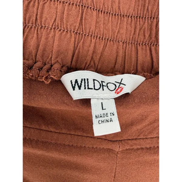 Wildfox Shorts High Waisted Pull On Large Rust Brown Rayon Pockets Summer Boho - Image 5