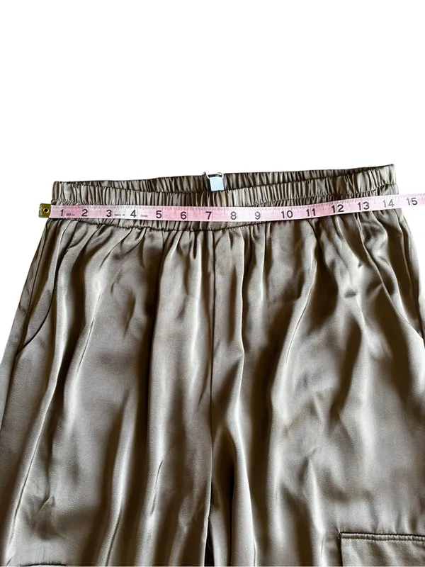 NWT Petal & Pup Gilli Luca Olive Green Satin Cargo Jogger Pants Size M - Image 8