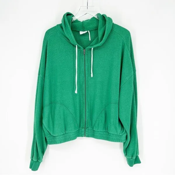 Urban Outfitters Out From Under Terry Zip Jacket Women's Size S Green Loungewear - Image 2