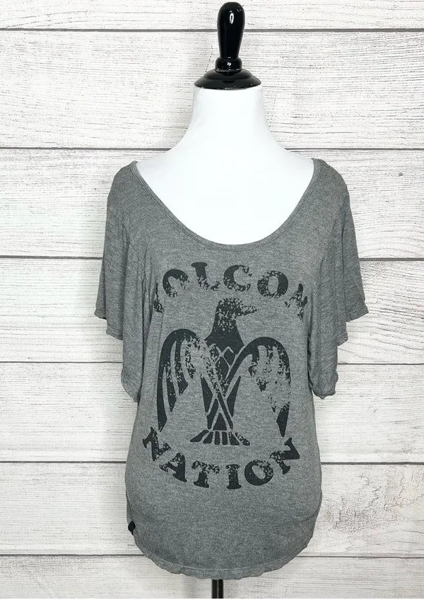 Volcom Nation Gray & Black Flutter Sleeve Skate T-shirt Women’s Size Medium - Image 6