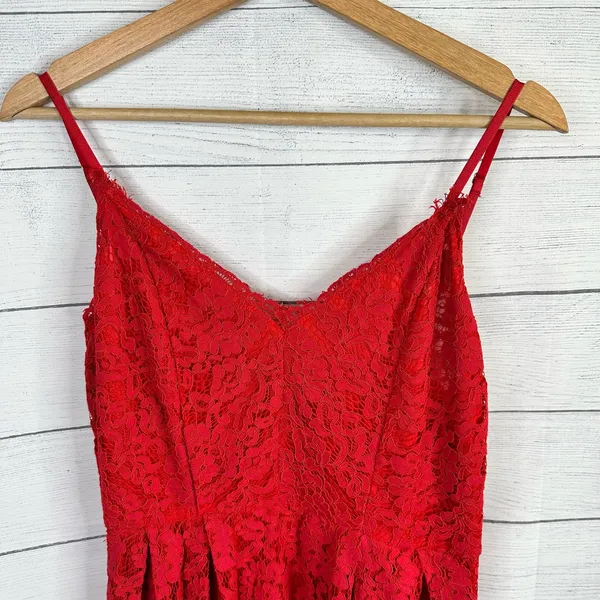 Lulus Womens size XL Royal Treatment Red Lace Midi Skater Dress - Image 5