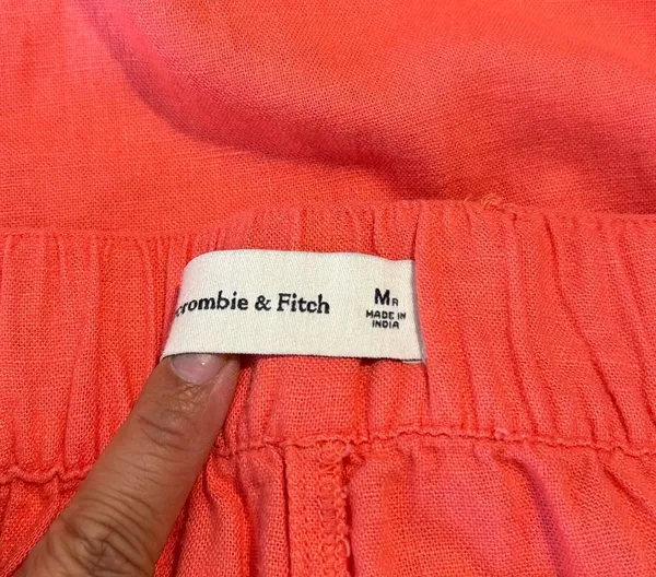Abercrombie Fitch Women Pants Pink Pleated Linen Ultra Wide Leg Tailored Medium - Image 7