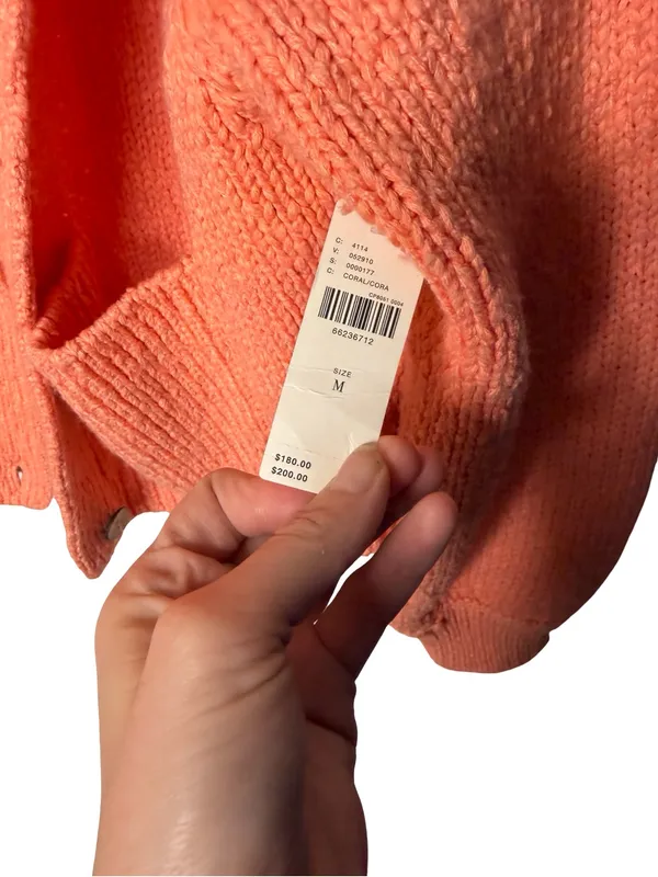 Corral ✨ NWT Pilcro Anthropologie Chunky Knit Cardigan‎ Size M Coral Collared Sweater ✨ - Image 6