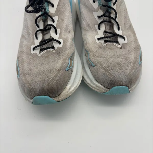 Hoka Clifton 9 Womens 8.5 Grey Blue Running Shoes Lock Laces - Image 8