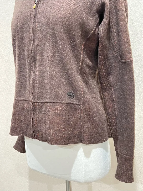 Mountain Hardwear Brown Sarafin Full Zip Wool Blend Sweater Jacket Size Medium - Image 4