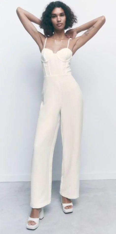 ZARA Nwt Bridal White Corset Bustier Romper Jumpsuit - Image 7