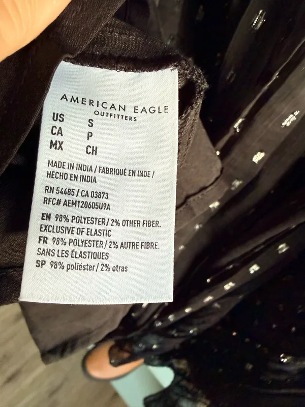 American Eagle Black Sheer Long-Sleeve Mini Dress - Image 4