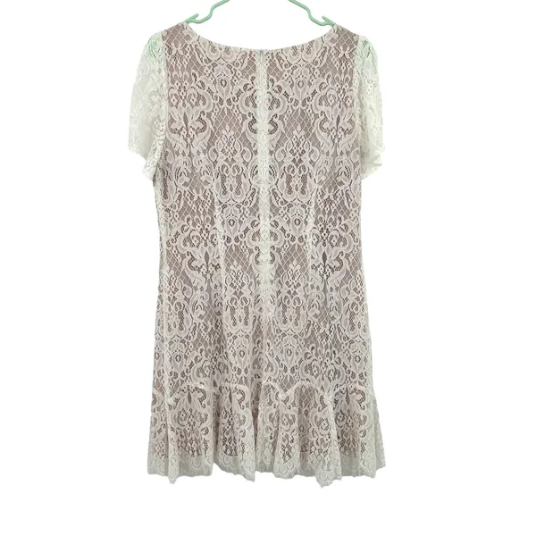 BB Dakota size 10 ivory lace overlay‎ dress new with tags zip up rear - Image 2