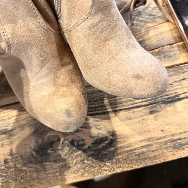 Charlotte Russe Beige Suede Over The Knee Heeled Boots - Image 7