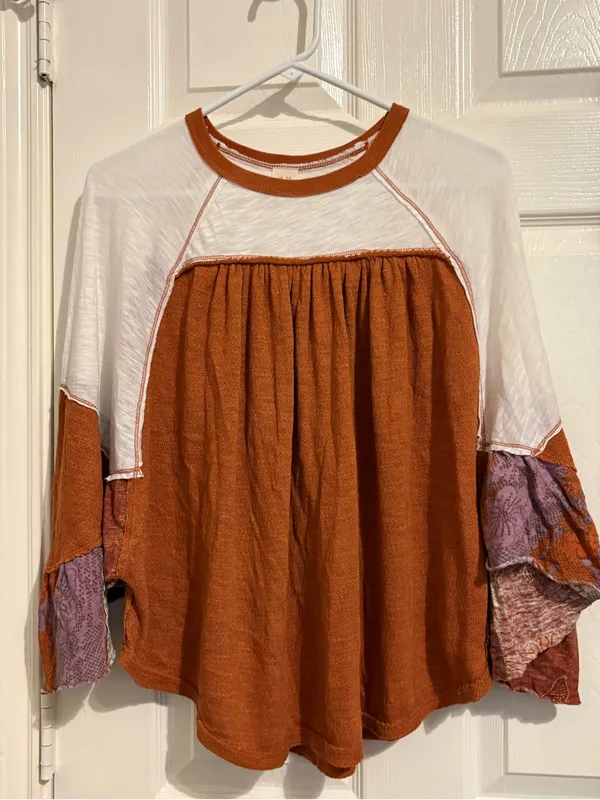 We the Free People Friday Fever patchwork top small oversized - Image 4