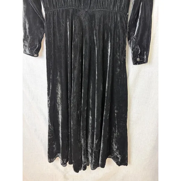 Vintage Donna Morgan Black Velvet Maxi Dress Long‎ Sleeve Side Zip 13/14 - Image 9