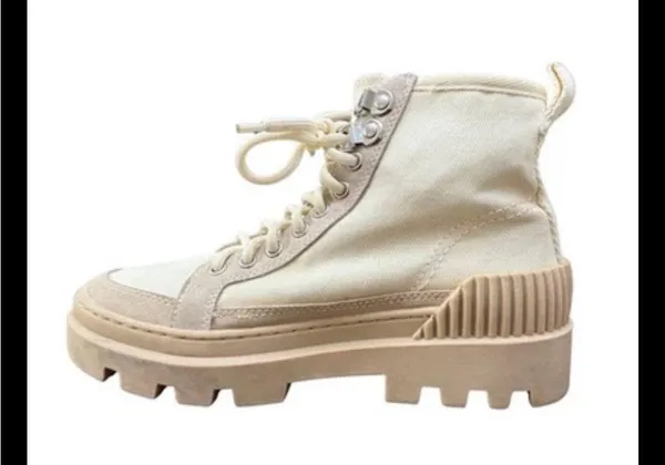 Gianni Bini Women’s High Top Sneakers Boots Sz 7M | Chunky Lug Sole Cream Beige - Image 4