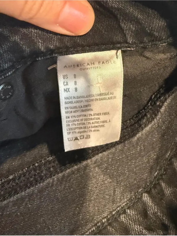 American Eagle Outfitters Black Distressed Denim Cutoff Shorts - Image 3