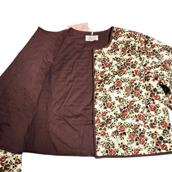 Mason's Daughter Brown Quilt Floral Cropped‎ Jacket Size: S - Image 2