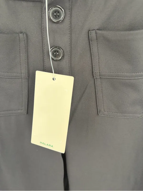 Halara high waisted button multiple pockets straight leg black pant women SP NWT - Image 4