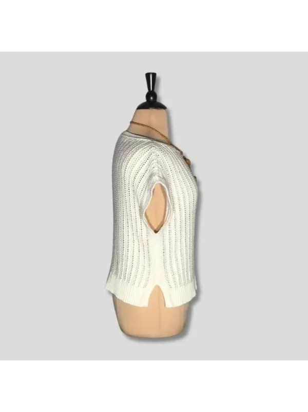 Frye sleeveless top crochet cable knit cream coquette romantic coastal cowgirl L - Image 3