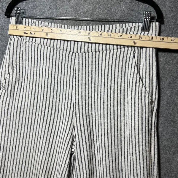 Definitions d.jea‎ Womens Medium Striped Linen Blend Wide Leg Pants Black White - Image 2