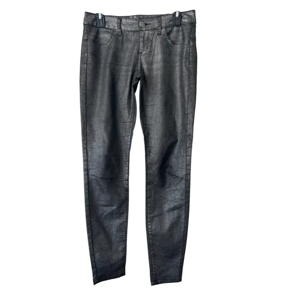 The Limited Metallic Coated Legging Jean Black Silver Skinny‎ Pants Womens 4 - Image 2
