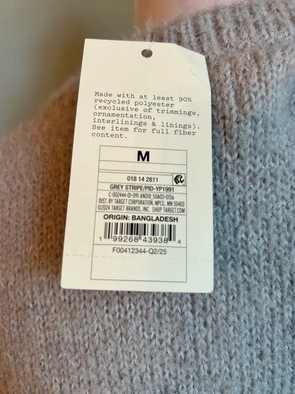a new day Light Gray Crewneck Sweater with White Stripes - Image 3