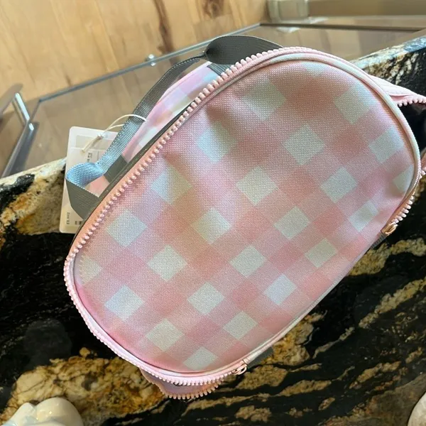 MarleyLilly Personalized Small Cooler Lunch Bag Pink Checked DHT Monogram - Image 10