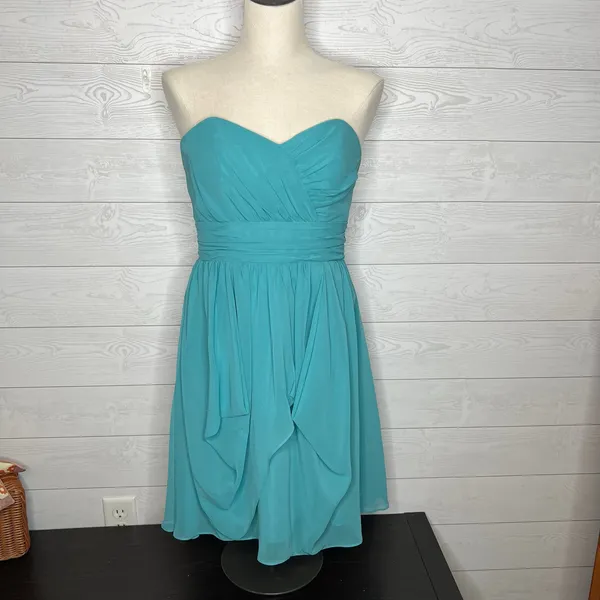 Alfred Angelo Seafoam Green Chiffon Prom Bridesmaid Dress Size 6 - Image 2
