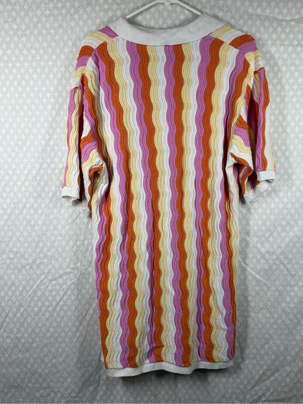 YLLW the Label Orange‎ Pink Chevron Felix Knit Button Up Dress - Image 5