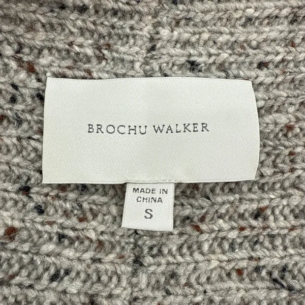 Brochu Walker 100% Cashmere Noah Wrap Open Cardigan Vest SM Earthen‎ Tweed Gray - Image 7
