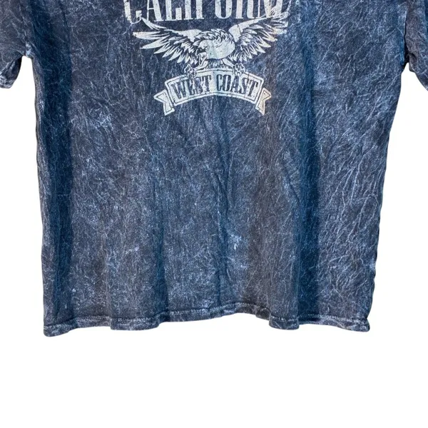 ProBlue California West Coast Eagle Acid Wash Graphic Tee Gray Grunge Size M - Image 3