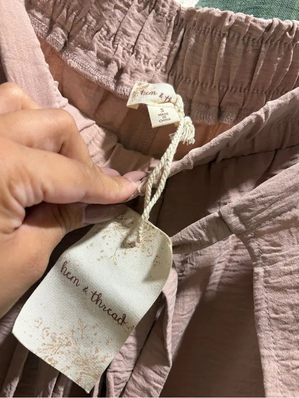 Hem & Thread Blush Pink High-Waist Wide Leg Split Pants - Image 5