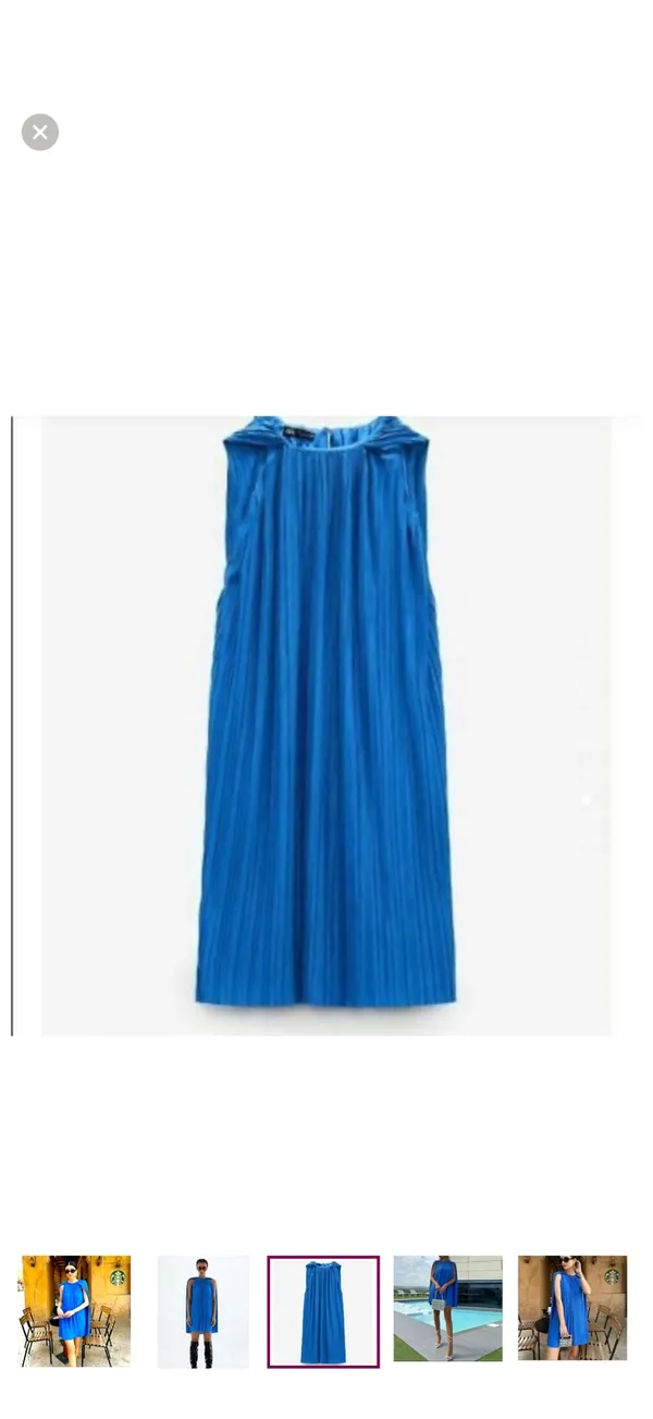 Zara Bright Blue Pleated Cape-Back Mini Dress - Image 4