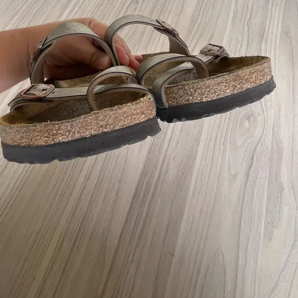 Birkenstock Silver Strappy Sandals - Image 3