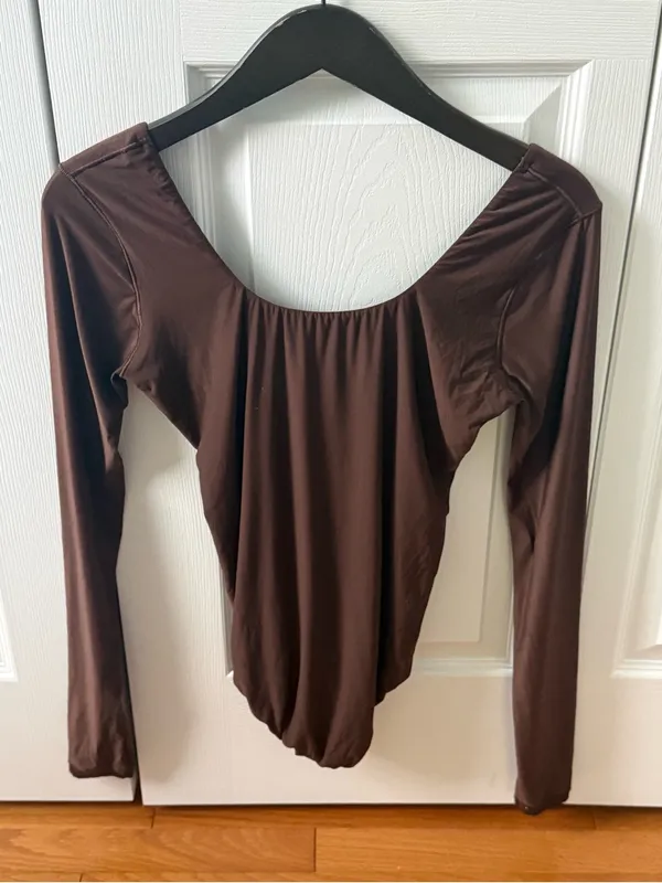 Aerie Smoothez Long Sleeve Bodysuit in Brown - Image 2