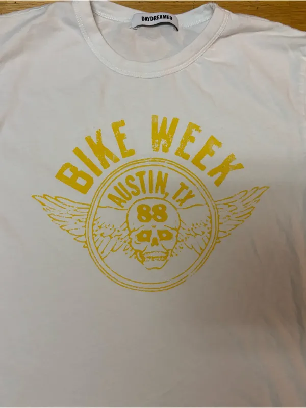 Daydreamer Bike Week Austin Texas Preppy Motorcycle Grunge Skull Graphic Tee S - Image 3