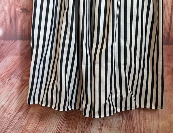 Commense Black Sleeveless White Pinstripe Long Dress - Image 8