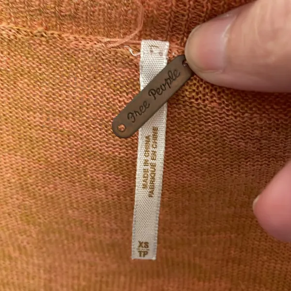 Free People Rustic Orange Linen Cardigan XS - Image 3
