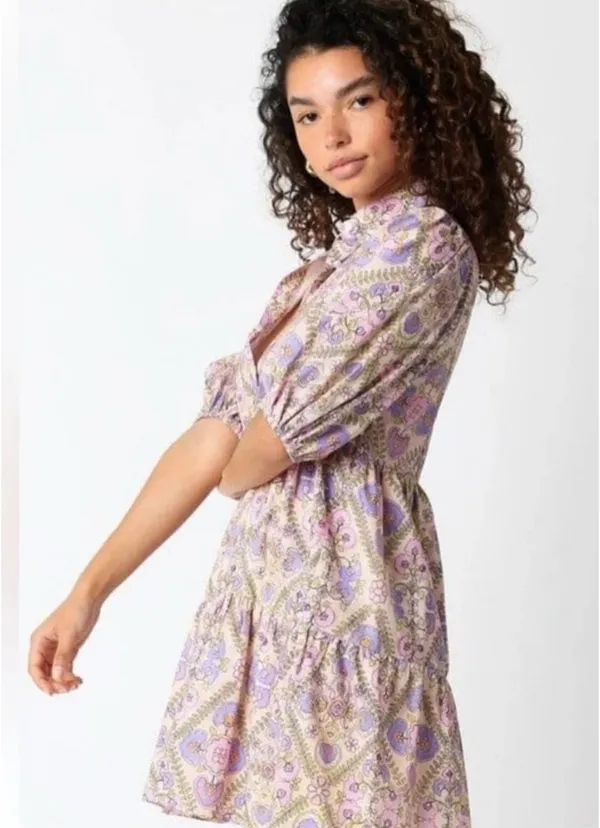 Multicolored collared dress Purple Size M - Image 2