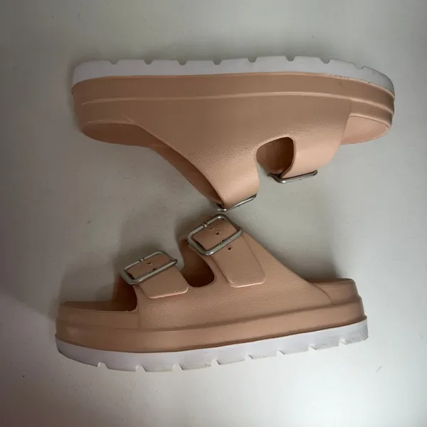 MIA 8 Slide Sandals Platform Double Buckle Blush Pink Chunky Lug Sole Summer - Image 3