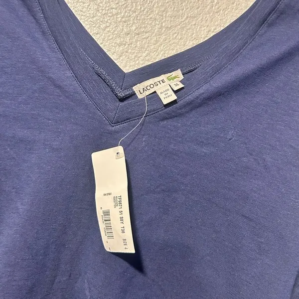 Lacoste Women's Navy V-Neck Top - Image 2