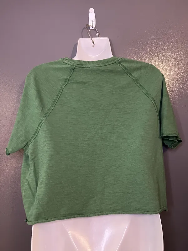 PINK Victoria's Secret Shirt Womens Small Green Cropped Raglan Dog Tee Top - Image 5